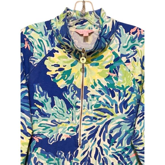Lilly Pulitzer Wade and Sea Skipper Popover Zip Pullover Top Green Blue Large - Picture 5 of 7